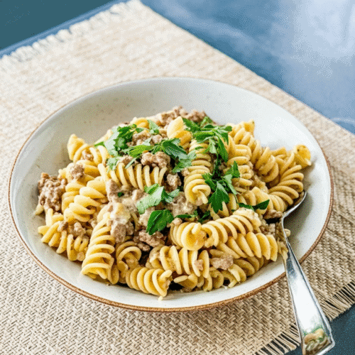 Beef And Rotoni In Garlic Parm Sauce Recipe