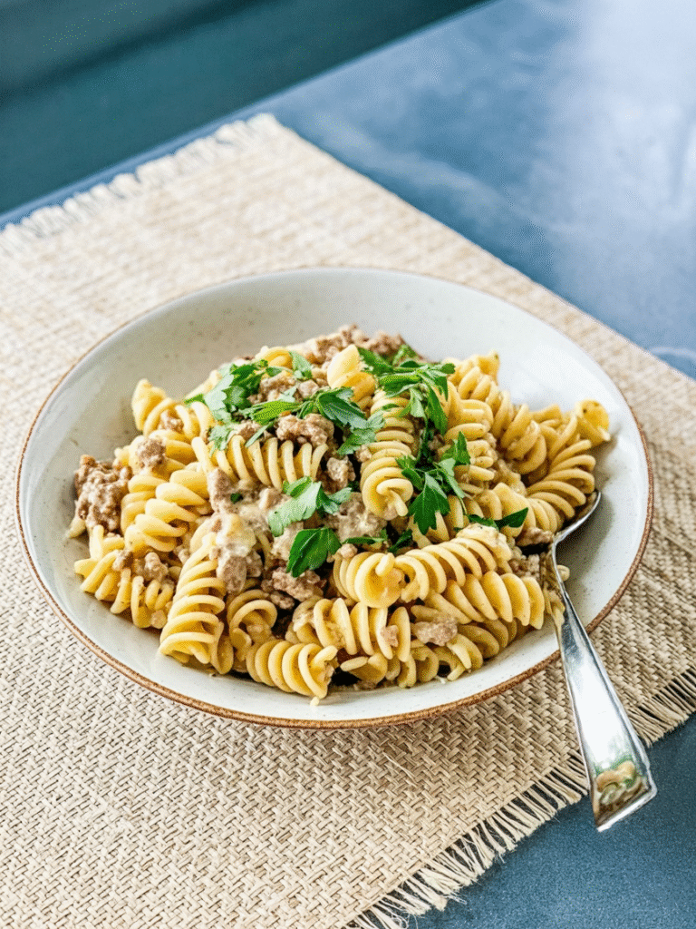 Beef and Rotoni in Garlic Parm Sauce Recipe