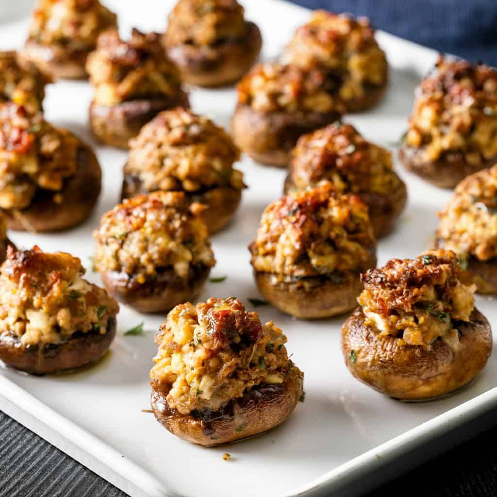 Sausage and Cheddar Stuffed Mushrooms Recipe